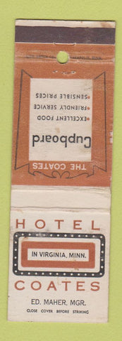 Matchbook Cover - Hotel Coates Virginia MN WEAR