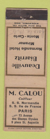 Matchbook Cover - M Calon Salon Paris France Deauville Biarritz Monte Carlo WEAR