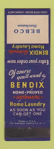 Matchbook Cover - Bendix Laundry Appliances Bebco