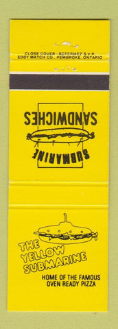 Matchbook Cover - Yellow Submarine Sandwiches pizza Moose Jaw Saskatoon SK