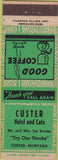 Matchbook Cover - Custer Hotel Cafe Custer MT