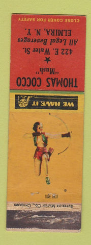 Matchbook Cover - Thomas Cocco Mush Bar? Elmira NY pinup WEAR