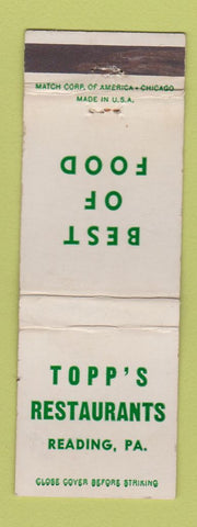 Matchbook Cover - Topp's Restaurant Reading PA WEAR