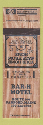 Matchbook Cover - Bar H Motel Sanford ME