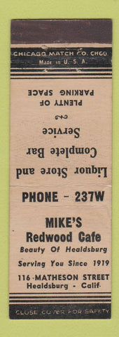Matchbook Cover - Mike's Redwood Cafe Healdsburg CA WEAR