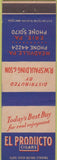 Matchbook Cover - El Producto Cigars Meadville PA Erie PA