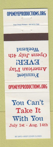 Matchbook Cover - You Can't Take It With You Play Open Eye Productions
