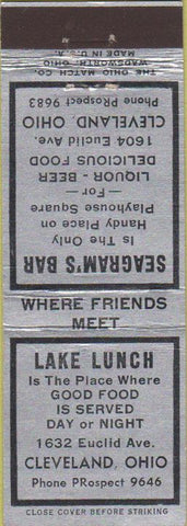 Matchbook Cover - Lake Lunch Cleveland OH