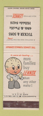 Matchbook Cover - Lennox Furnace Heating Tucker Sons