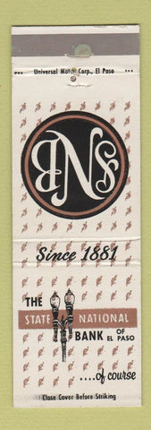 Matchbook Cover - State National Bank El Paso TX