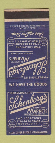 Matchbook Cover - Schenberg's Markets Grocery St Louis MO