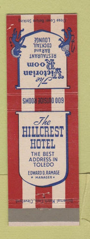 Matchbook Cover - Hillcrest Hotel Toledo OH Victorian Room