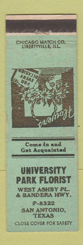 Matchbook Cover - University Park Florist San Antonio TX