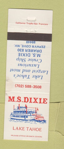 Matchbook Cover - MS Dixie Lake Tahoe Zephyr Cove NV EWAR