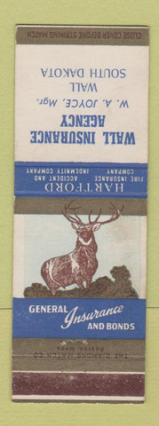 Matchbook Cover - Hartford Insurance Wall Agency Wall SD