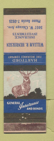 Matchbook Cover - Hartford Insurance William Henriksen WEAR