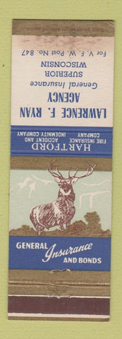 Matchbook Cover - Hartford Insurance Lawrence Ryan Superior WI