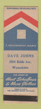 Matchbook Cover - Hart Schaffner Marx Men's Clothes Dave Johns Wyandotte MI