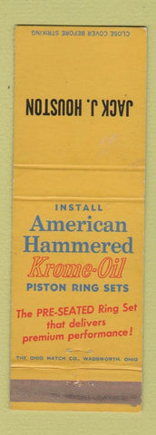 Matchbook Cover - American Hammered Piston Rings Jack Houston