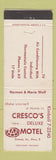 Matchbook Cover - Cresco's Deluxe Motel Cresco IA WEAR