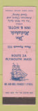 Matchbook Cover - Hobshole Inn Motel Plymouth MA WORN