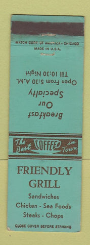 Matchbook Cover - Friendly Grill