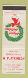 Matchbook Cover - WP Atkinson Representative WI South Milwaukee WI Christmas