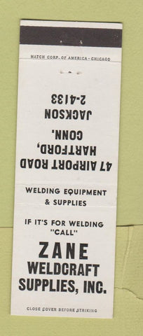 Matchbook Cover - Zane Weldcraft Welding Supply Hartford CT