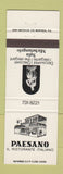 Matchbook Cover - Paesano Il Ristorante Italian Michelangelo Montreal QC