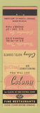 Matchbook Cover - Colony Hotel Courts Nashville TN Columbus GA