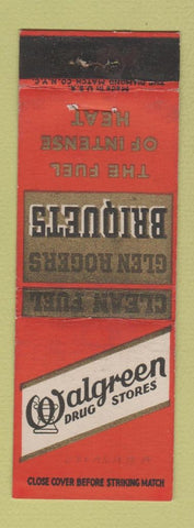 Matchbook Cover - Walgreens Drug Stores Glen Rogers Coal WEAR
