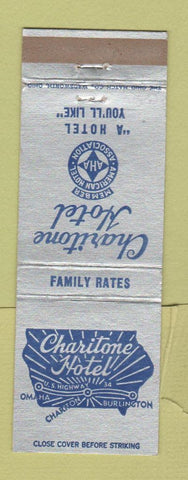 Matchbook Cover - Charitone Hotels Omaha NE Burlington Chariton IA