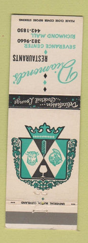Matchbook Cover - Diamond's Restaurants Cleveland OH