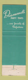 Matchbook Cover - Diamond's Restaurants Cleveland OH