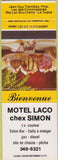 Matchbook Cover - Motel Laco Chex Simon oil gas La Tuque QC
