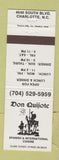 Matchbook Cover - Don Quijote Spanish Restaurant Charlotte NC