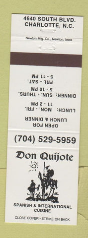Matchbook Cover - Don Quijote Spanish Restaurant Charlotte NC