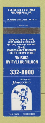Matchbook Cover - Ristorante Pinocchio Italian Philadelphia PA