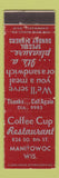 Matchbook Cover - Coffee Cup Restaurant Manitowoc WI WEAR Midget