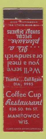 Matchbook Cover - Coffee Cup Restaurant Manitowoc WI WEAR Midget