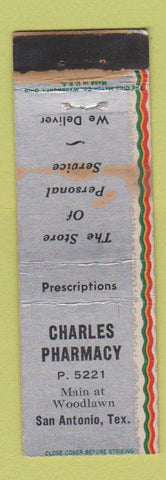 Matchbook Cover - Charles Pharmacy San Antonio TX WORN Midget