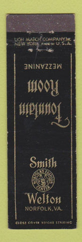 Matchbook Cover - Smith Welton Fountain Room Norfolk VA Midget