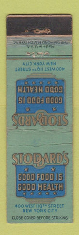 Matchbook Cover - Stoddard's Restaurant New York City WEAR Midget