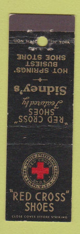 Matchbook Cover - Red Cross Shoes Sidney's  Hot Springs National Park AR Midget