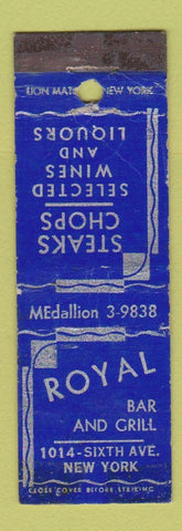 Matchbook Cover - Royal Bar Grill New York City WORN Midget