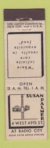 Matchbook Cover - Susan Palmer Restaurant New York City WEAR Midget