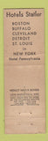 Matchbook Cover - Hotel Statler Lounge Bar Buffalo Cleveland Boston Midget