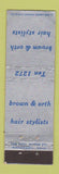 Matchbook Cover - Brown and Orth Hair Salon Midget
