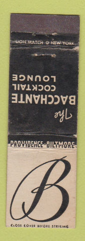 Matchbook Cover - Providence Biltmore Hotel RI Bacchante Lounge Midget