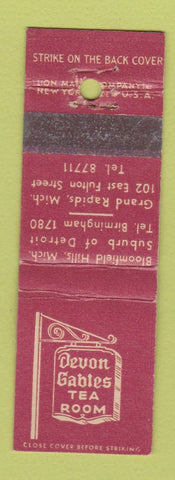 Matchbook Cover - Devon Gables Tea Room Bloomfield Hills MI Midget